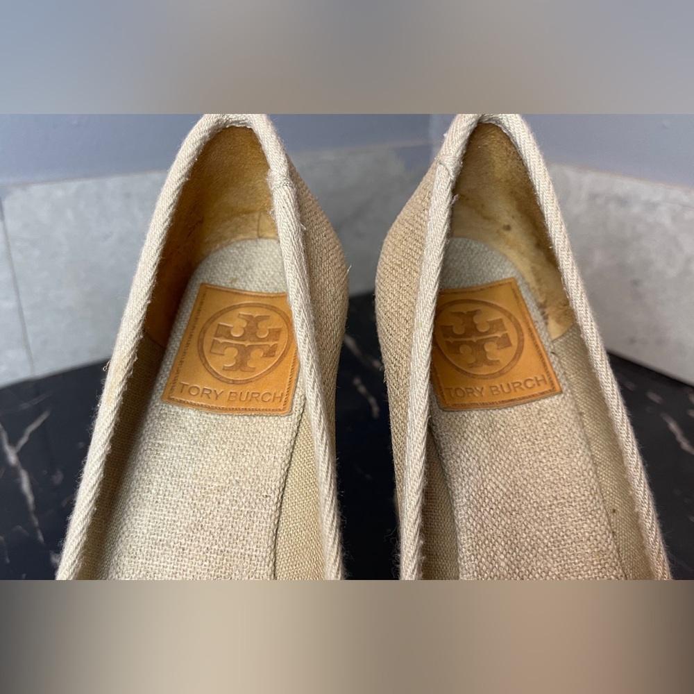 ❌SOLD❌Tory Burch Natural Beige Espadrille Wedge Platform - Picture 9 of 15